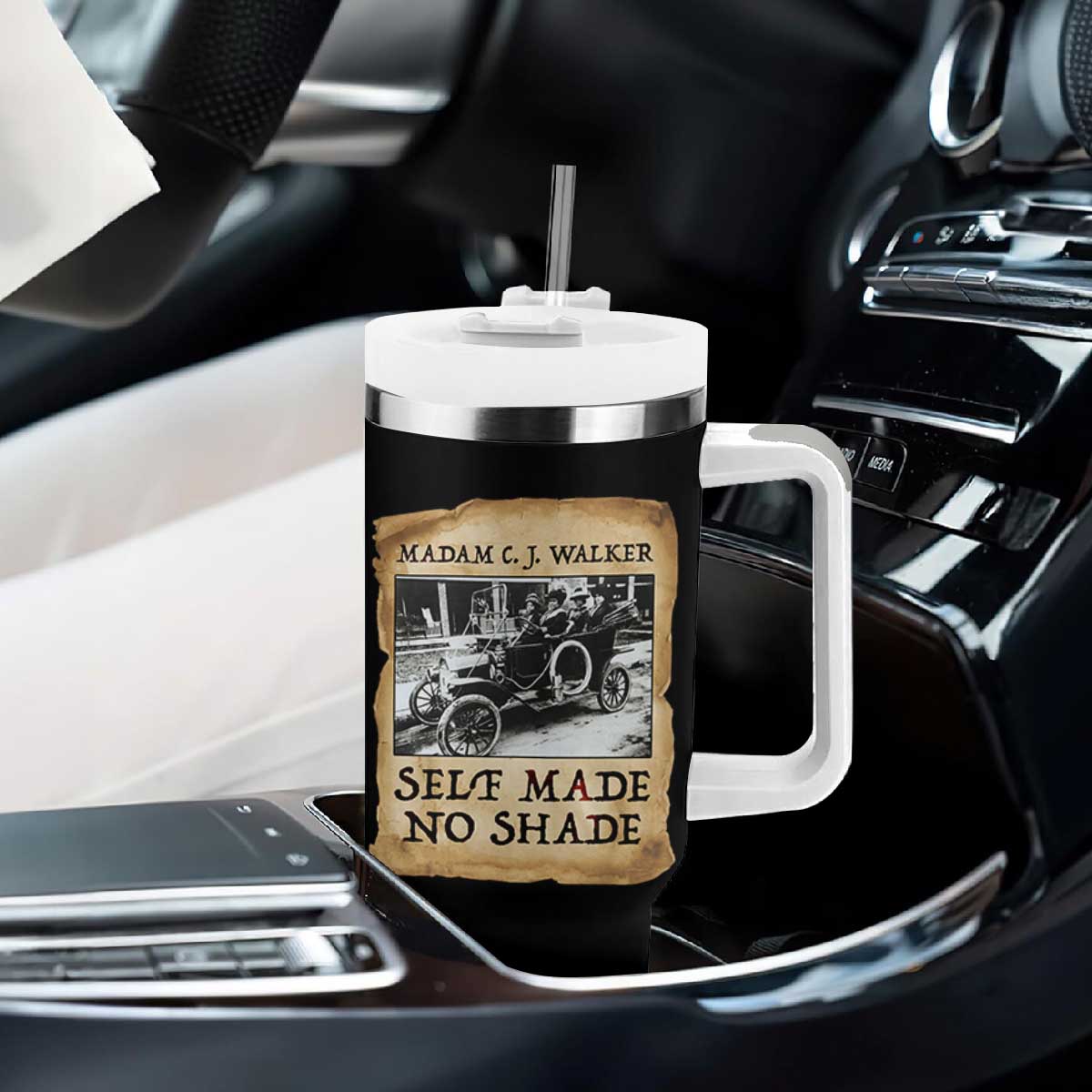 Madam CJ Walker Self Made Millionaire Tumbler With Handle Strong Black Woman Leader TS12 Print Your Wear