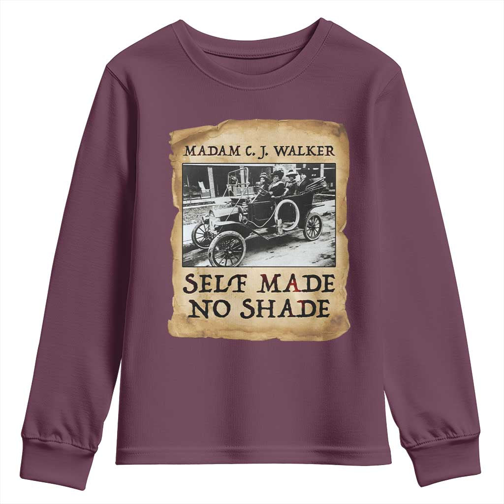 Madam CJ Walker Self Made Millionaire Youth Sweatshirt Strong Black Woman Leader TS12 Maroon Print Your Wear