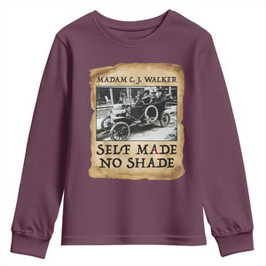 Madam CJ Walker Self Made Millionaire Youth Sweatshirt Strong Black Woman Leader TS12 Maroon Print Your Wear