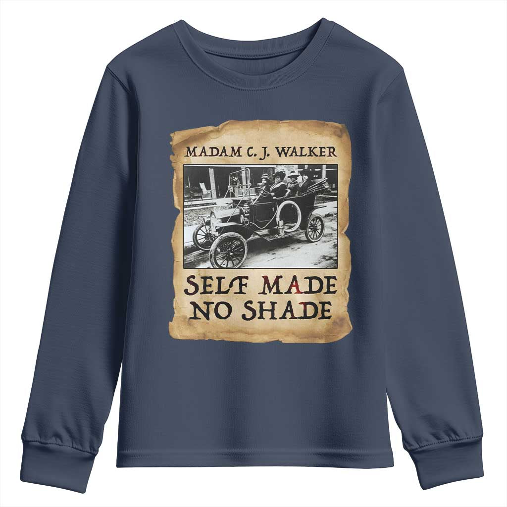 Madam CJ Walker Self Made Millionaire Youth Sweatshirt Strong Black Woman Leader TS12 Navy Print Your Wear