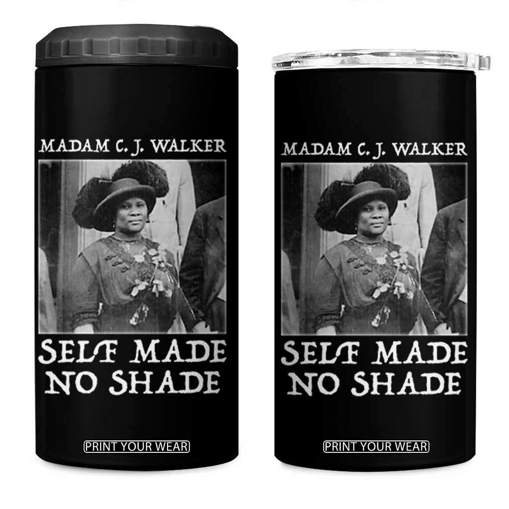 Madam CJ Walker 4 in 1 Can Cooler Tumbler Self Made No Shade Female Empowerment TS12 One Size: 16 oz Black Print Your Wear