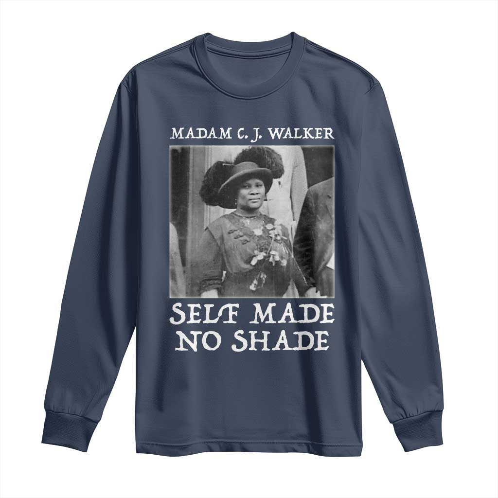 Madam CJ Walker Long Sleeve Shirt Self Made No Shade Female Empowerment TS12 Navy Print Your Wear