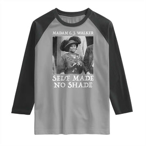 Madam CJ Walker Raglan Shirt Self Made No Shade Female Empowerment TS12 Sport Gray Black Print Your Wear