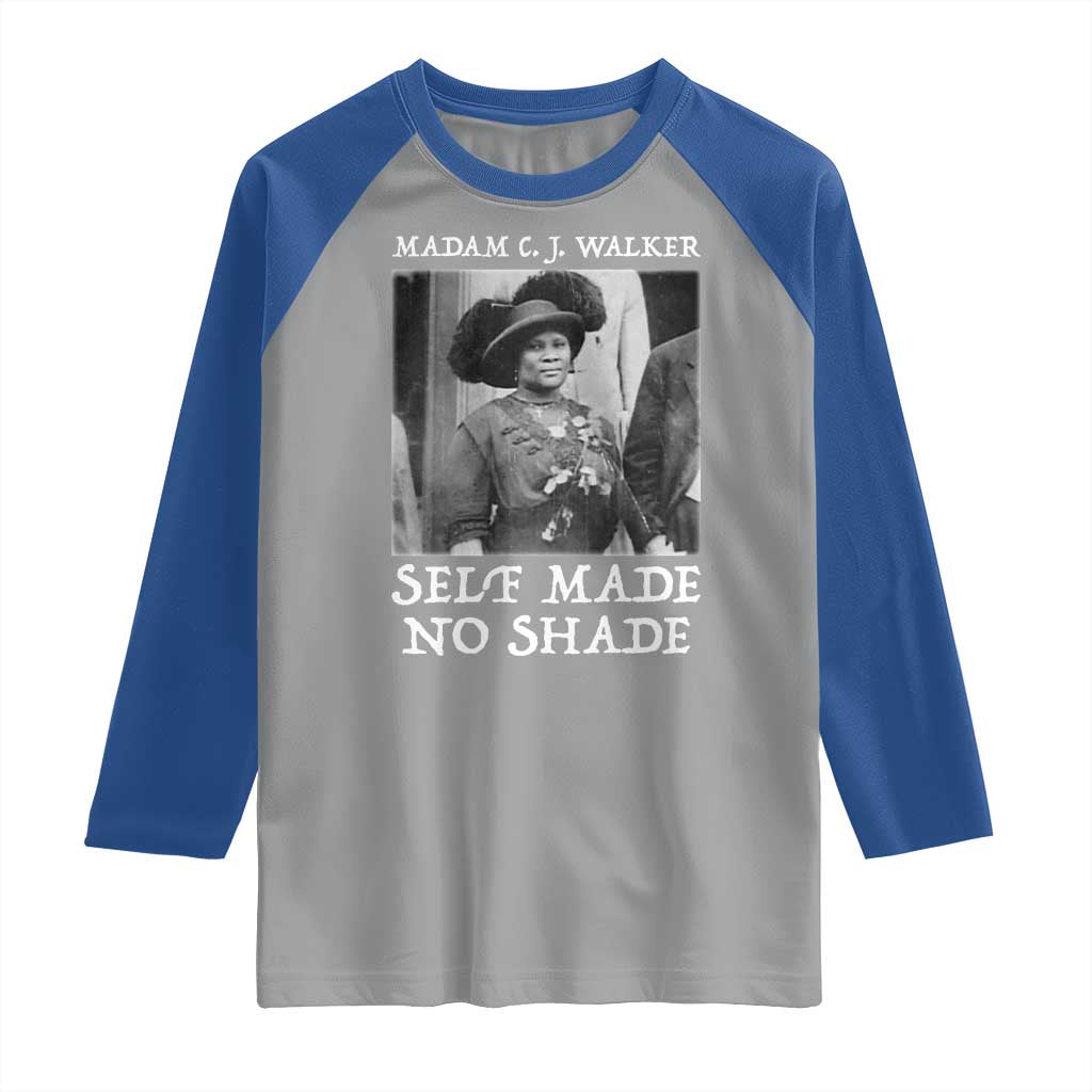 Madam CJ Walker Raglan Shirt Self Made No Shade Female Empowerment TS12 Sport Gray Royal Print Your Wear