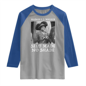 Madam CJ Walker Raglan Shirt Self Made No Shade Female Empowerment TS12 Sport Gray Royal Print Your Wear