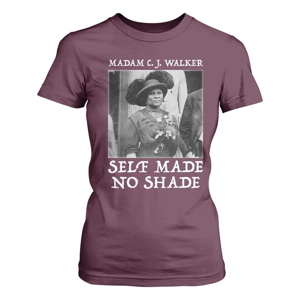Madam CJ Walker T Shirt For Women Self Made No Shade Female Empowerment TS12 Maroon Print Your Wear