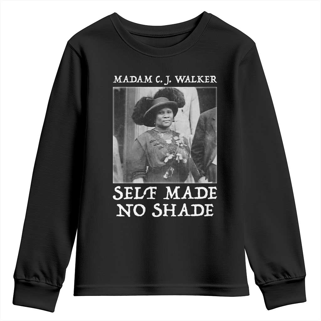 Madam CJ Walker Youth Sweatshirt Self Made No Shade Female Empowerment TS12 Black Print Your Wear