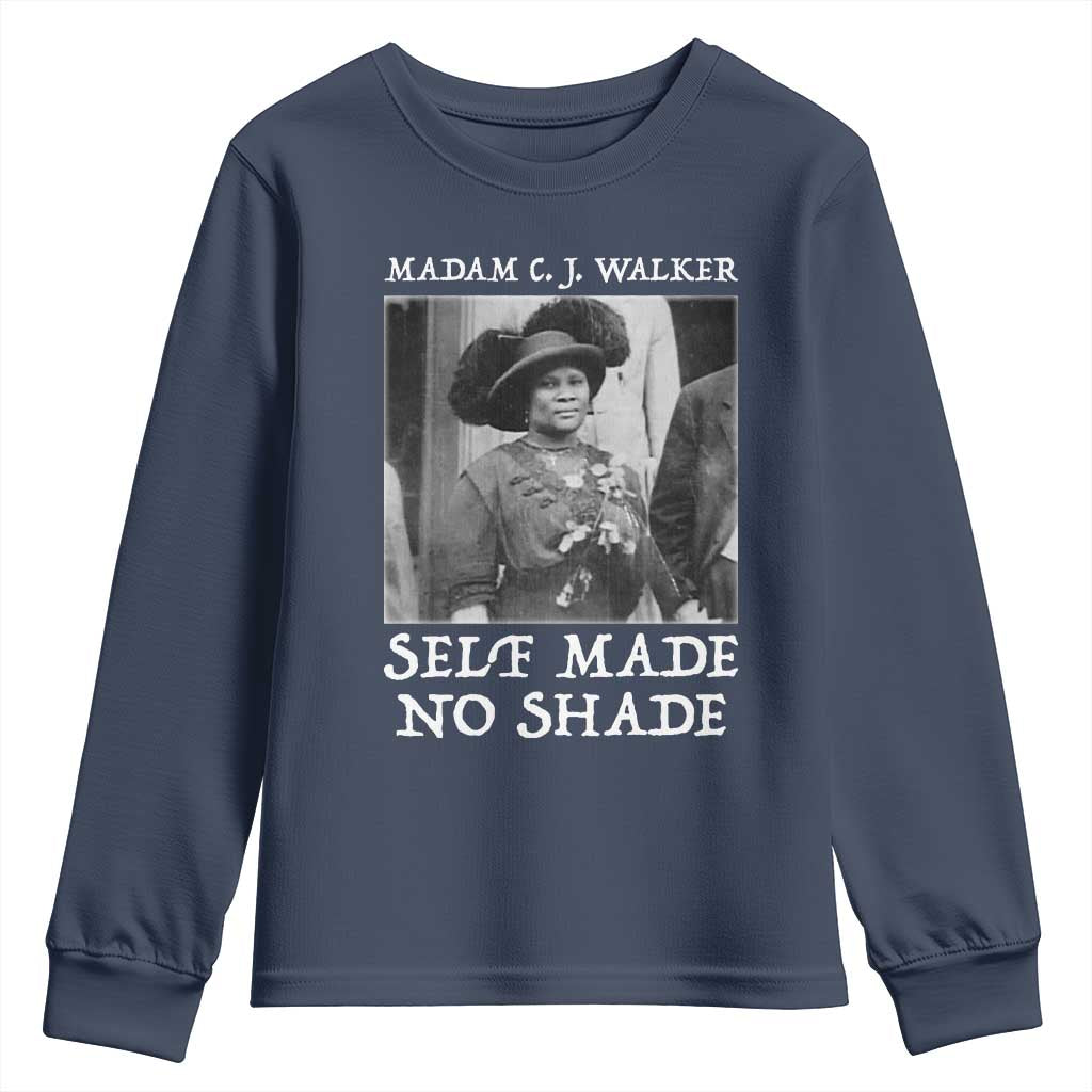 Madam CJ Walker Youth Sweatshirt Self Made No Shade Female Empowerment TS12 Navy Print Your Wear