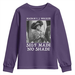 Madam CJ Walker Youth Sweatshirt Self Made No Shade Female Empowerment TS12 Purple Print Your Wear