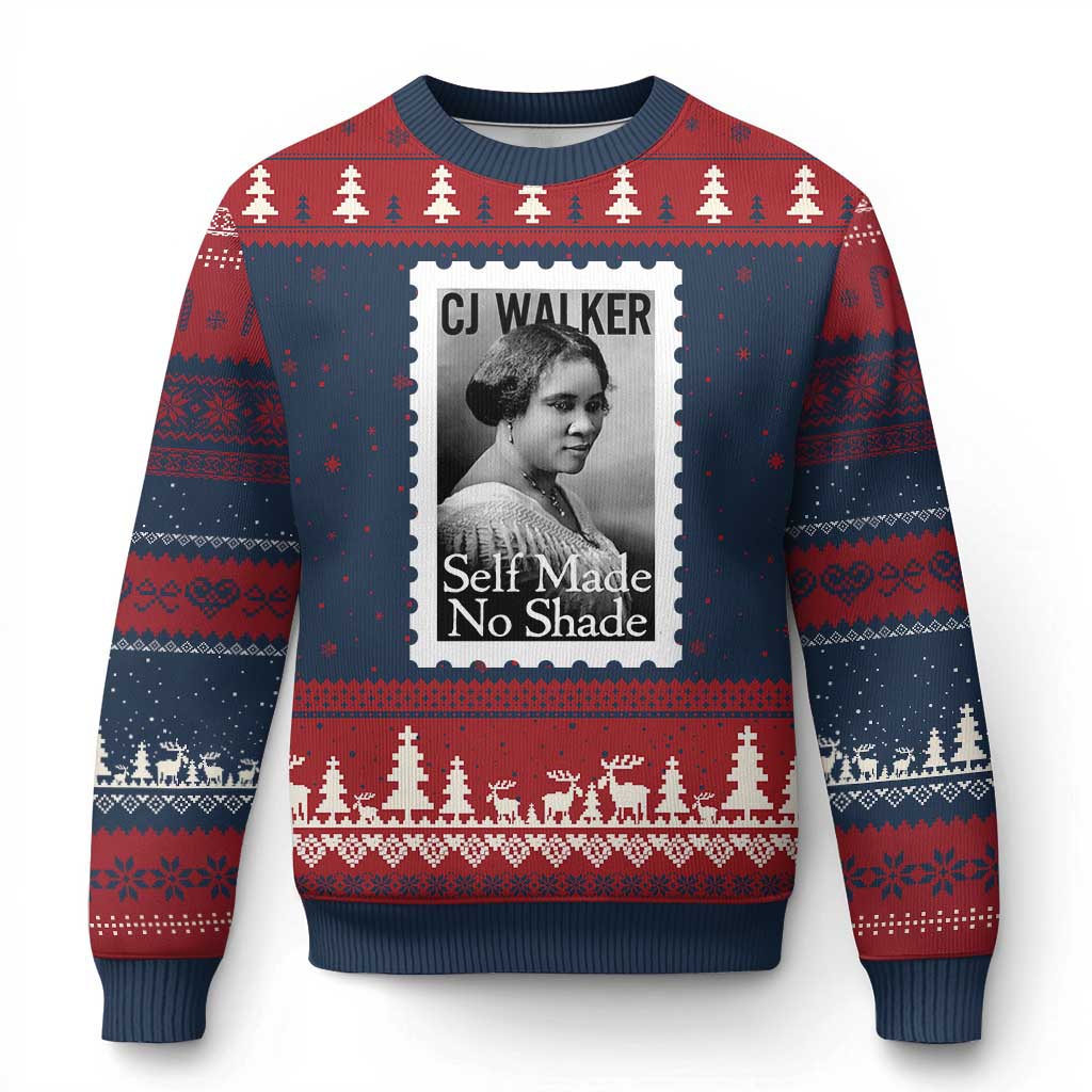 Madam CJ Walker Ugly Christmas Sweater Strong Black Woman Leader TS12 Navy Red Print Your Wear