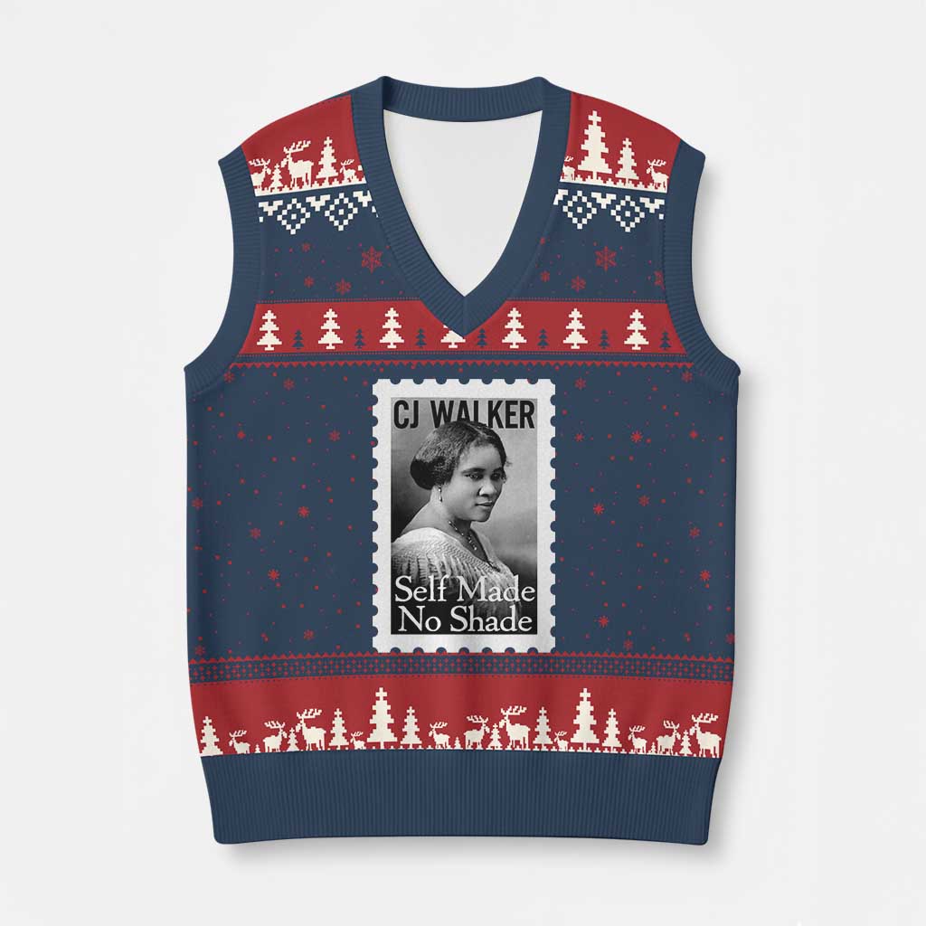 Madam CJ Walker V-Neck Knit Sweater Vest Strong Black Woman Leader TS12 Navy Red Print Your Wear