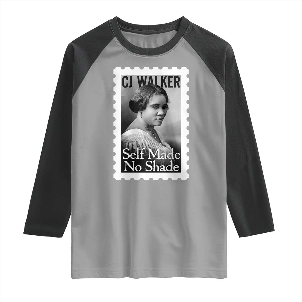 Madam CJ Walker Raglan Shirt Strong Black Woman Leader TS12 Sport Gray Black Print Your Wear