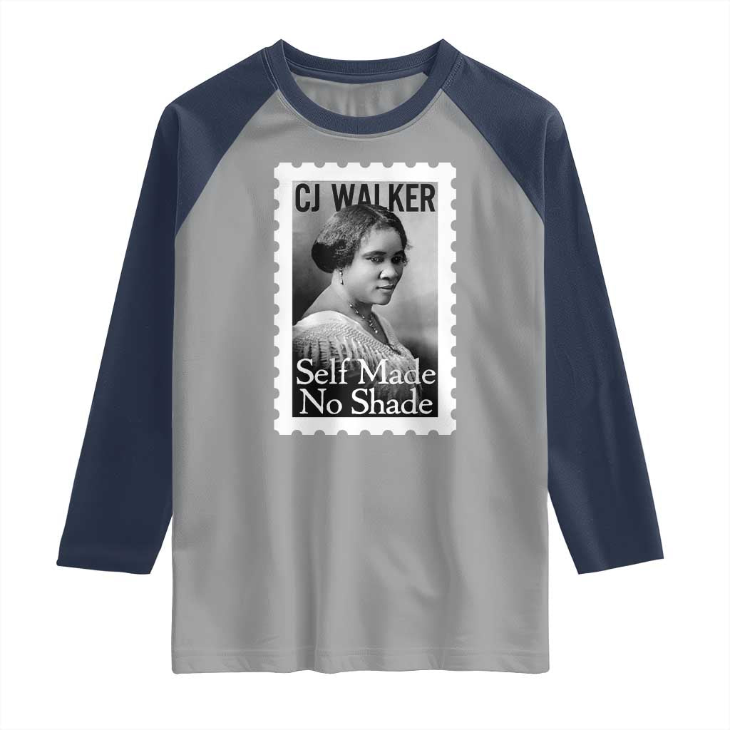 Madam CJ Walker Raglan Shirt Strong Black Woman Leader TS12 Sport Gray Navy Print Your Wear