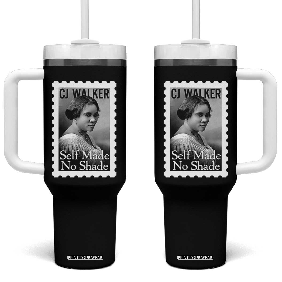 Madam CJ Walker Tumbler With Handle Strong Black Woman Leader TS12 One Size: 40 oz Black Print Your Wear