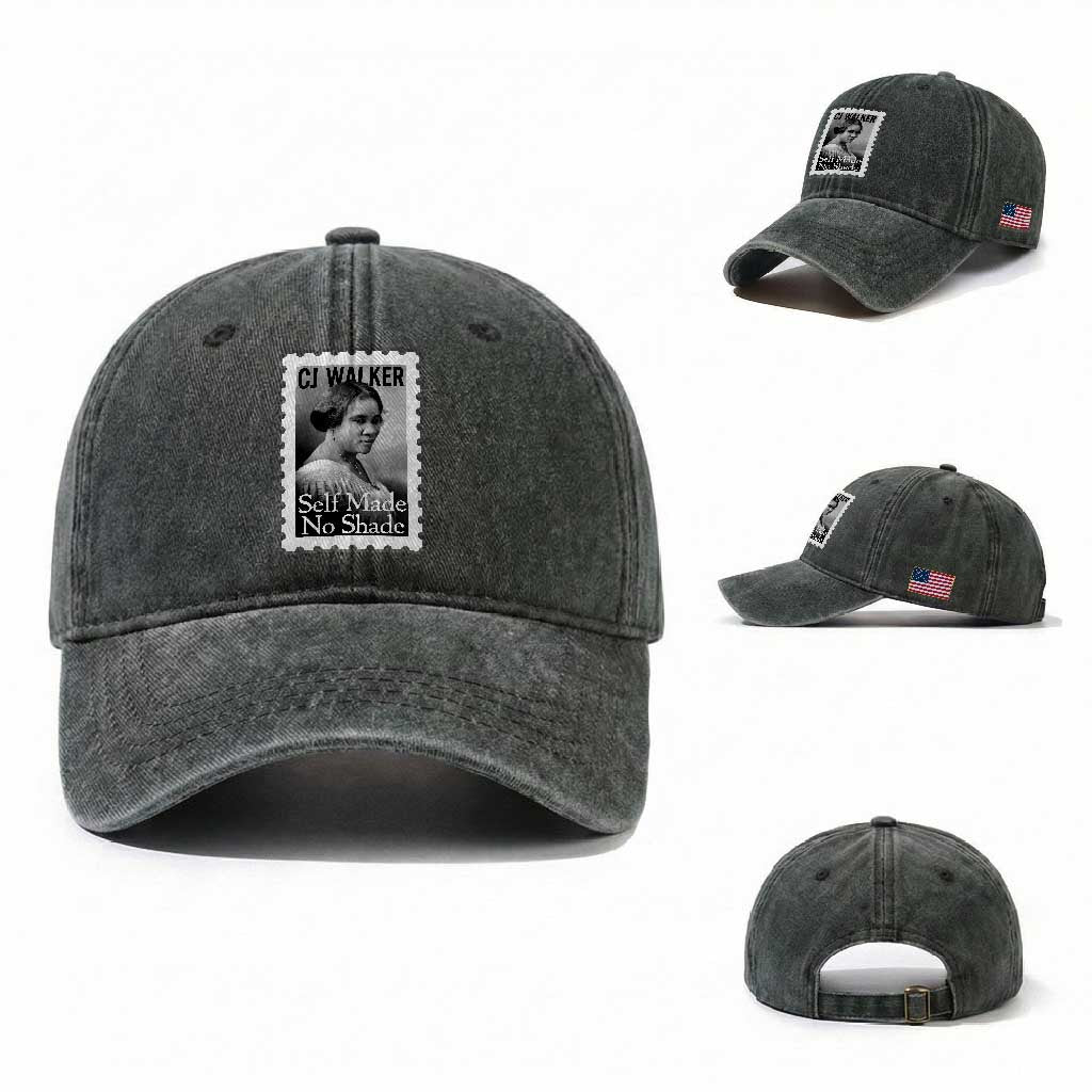 Madam CJ Walker Washed Cotton Baseball Cap Strong Black Woman Leader TS12 Washed Cap Universal Fit Dark Green Print Your Wear