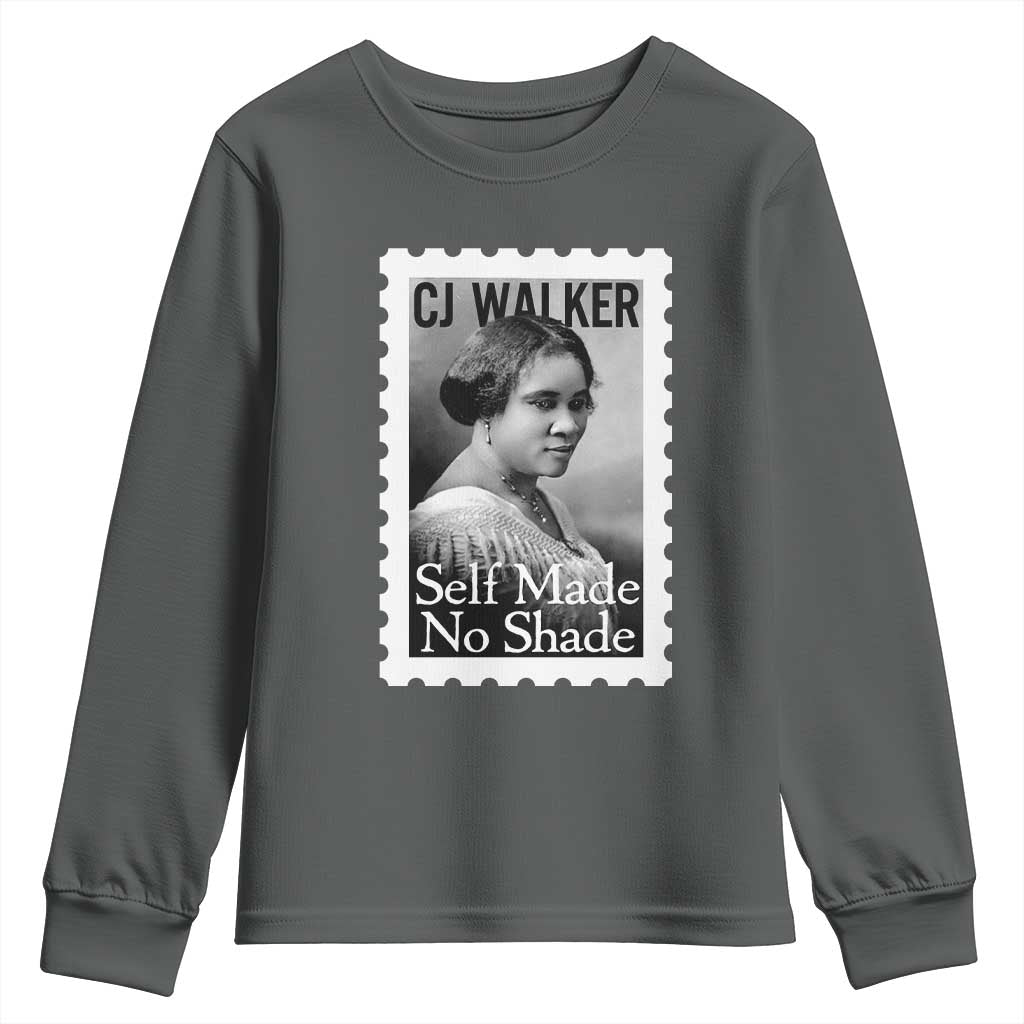Madam CJ Walker Youth Sweatshirt Strong Black Woman Leader TS12 Dark Heather Print Your Wear