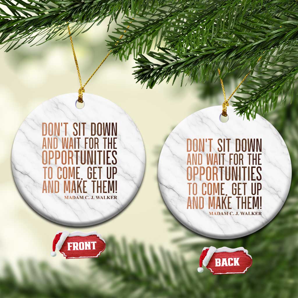 Madam CJ Walker Quote Ceramic Ornament Get Up And Make Opportunities TS12 1pc White Marble Print Your Wear