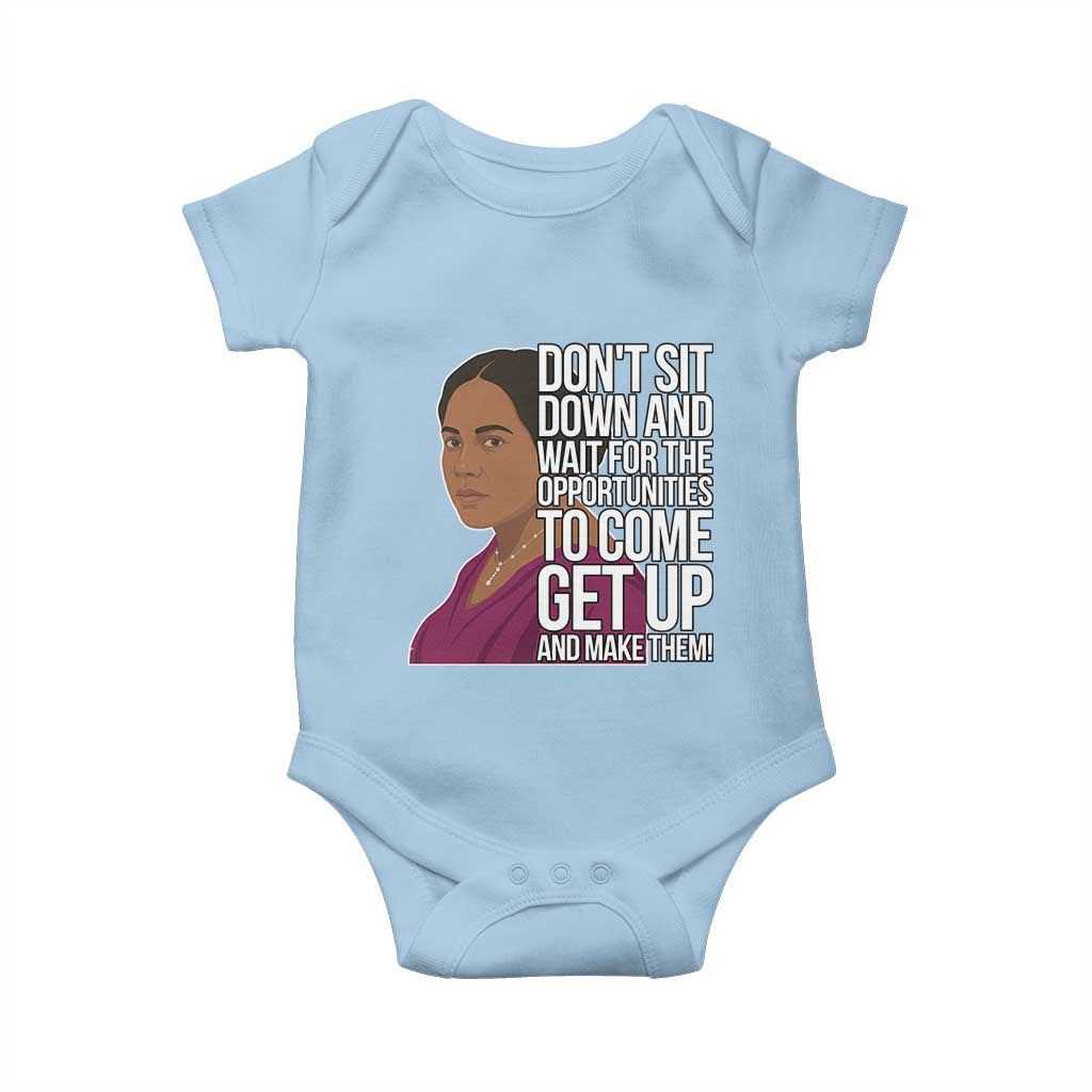 Madam CJ Walker Quote Baby Onesie Do Not Sit Down And Wait For Opportunities TS12 Light Blue Print Your Wear