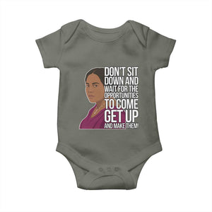 Madam CJ Walker Quote Baby Onesie Do Not Sit Down And Wait For Opportunities TS12 Military Green Print Your Wear