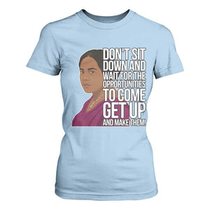 Madam CJ Walker Quote T Shirt For Women Do Not Sit Down And Wait For Opportunities TS12 Light Blue Print Your Wear