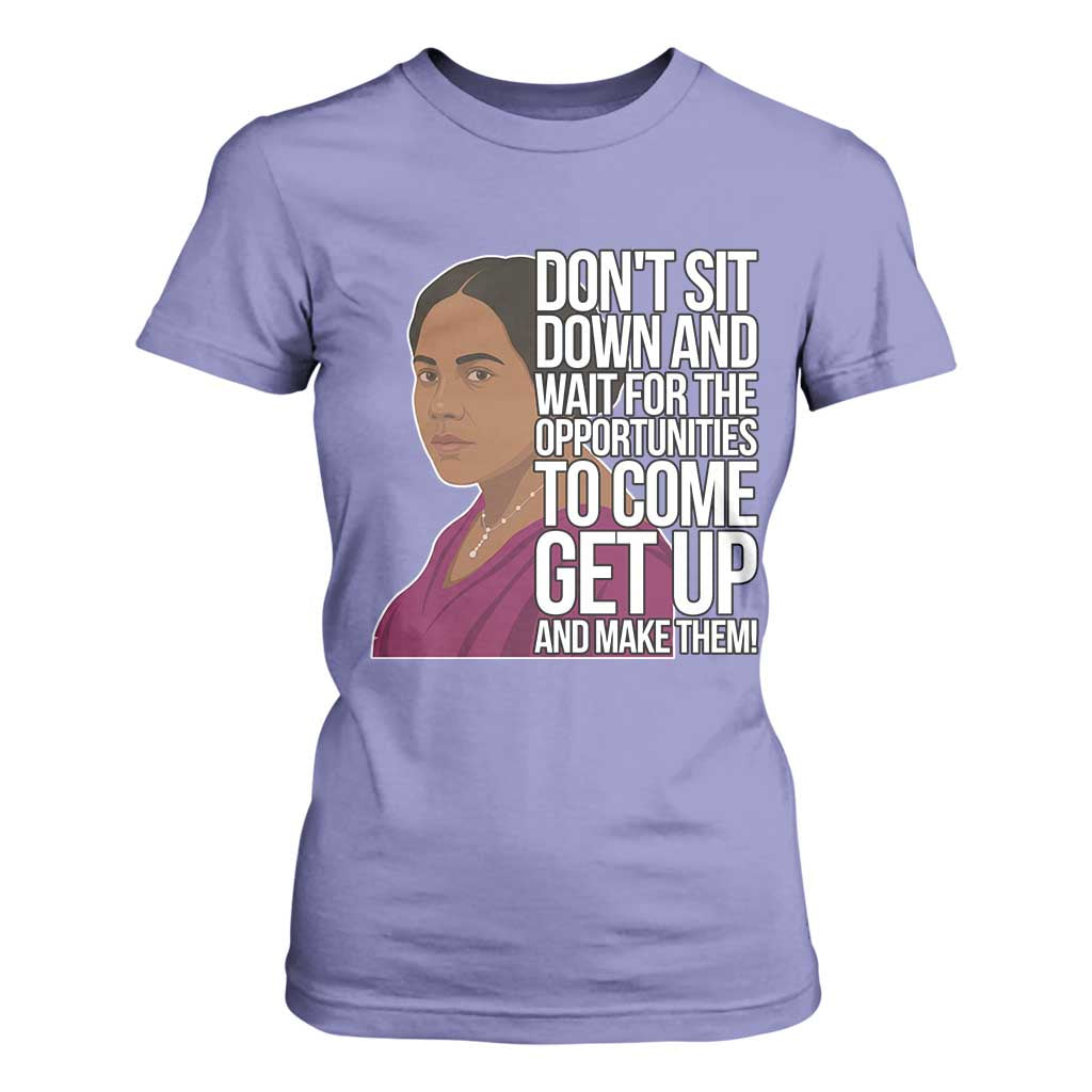 Madam CJ Walker Quote T Shirt For Women Do Not Sit Down And Wait For Opportunities TS12 Violet Print Your Wear
