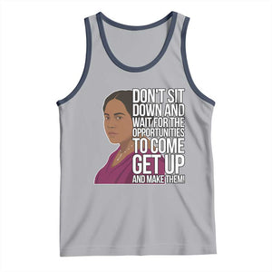 Madam CJ Walker Quote Tank Top Do Not Sit Down And Wait For Opportunities TS12 Athletic Heather Navy Print Your Wear