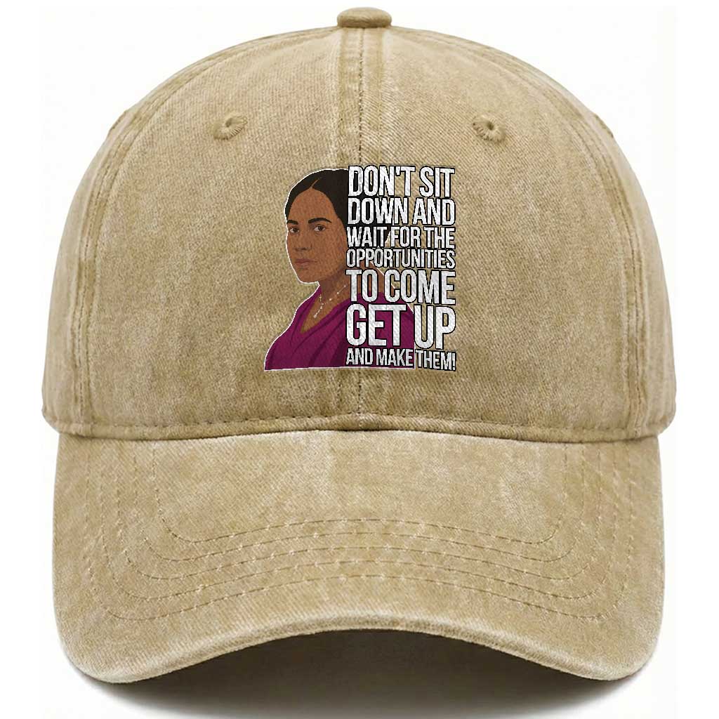 Madam CJ Walker Quote Washed Cotton Baseball Cap Do Not Sit Down And Wait For Opportunities TS12 Print Your Wear