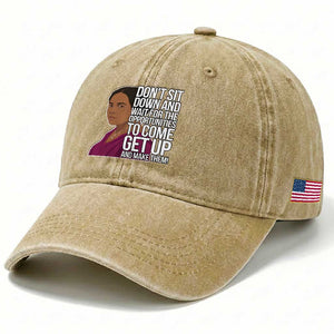 Madam CJ Walker Quote Washed Cotton Baseball Cap Do Not Sit Down And Wait For Opportunities TS12 Print Your Wear