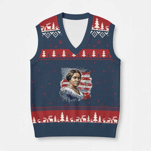 Madam CJ Walker Patriotic V-Neck Knit Sweater Vest Strong Black Woman Leader TS12 Navy Red Print Your Wear