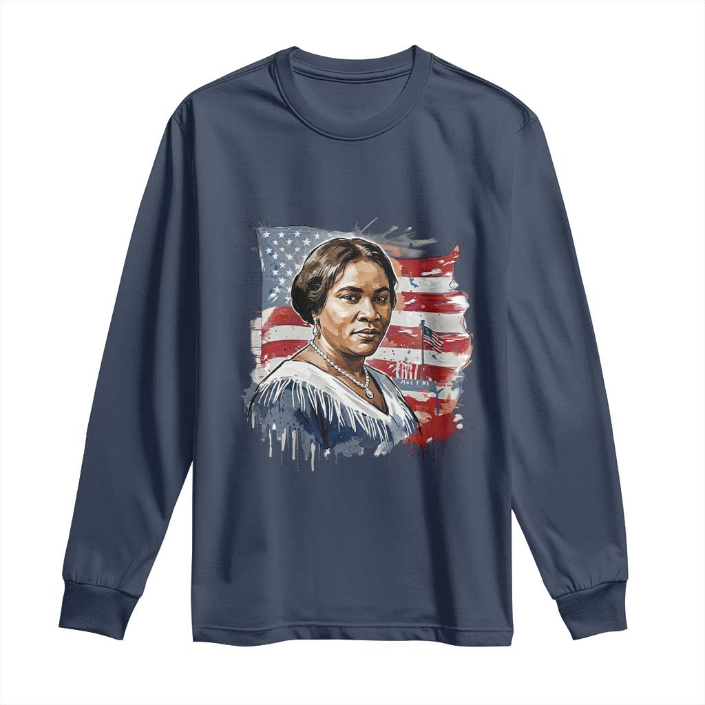 Madam CJ Walker Patriotic Long Sleeve Shirt Strong Black Woman Leader TS12 Navy Print Your Wear
