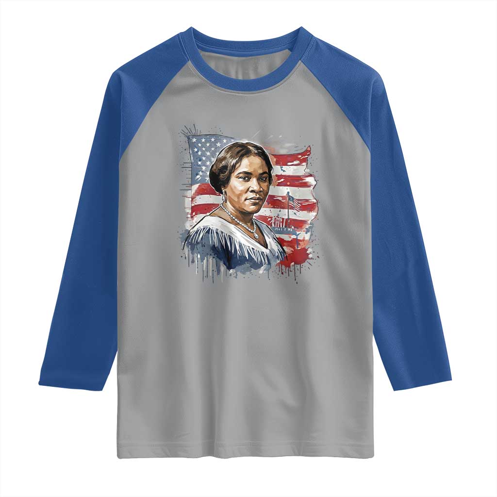 Madam CJ Walker Patriotic Raglan Shirt Strong Black Woman Leader TS12 Sport Gray Royal Print Your Wear
