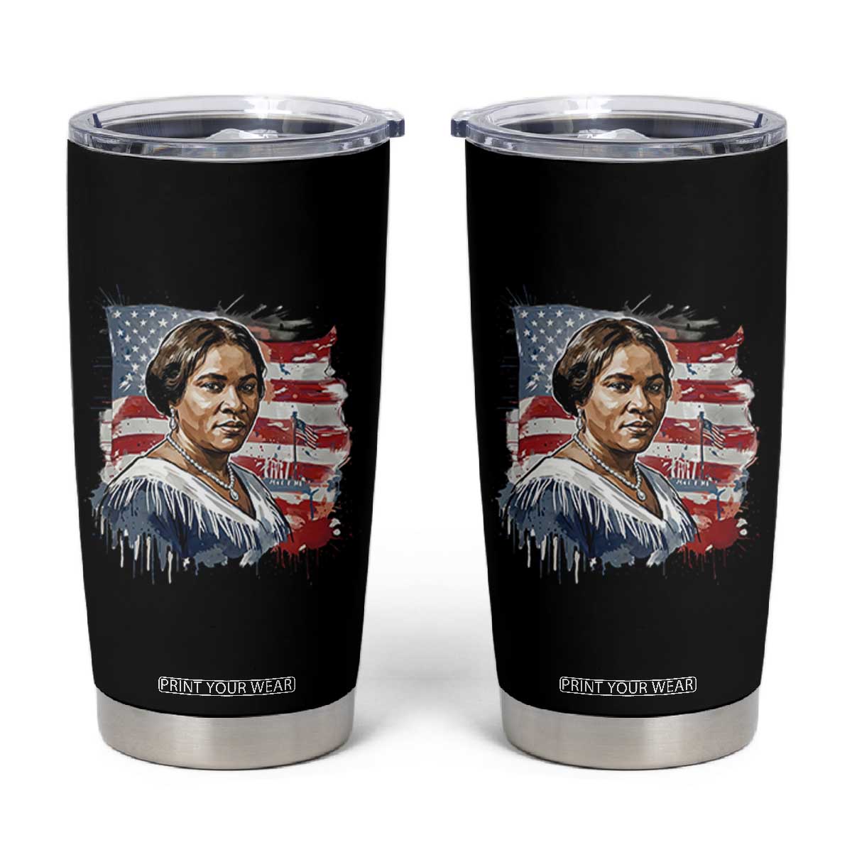 Madam CJ Walker Patriotic Tumbler Cup Strong Black Woman Leader TS12 Black Print Your Wear