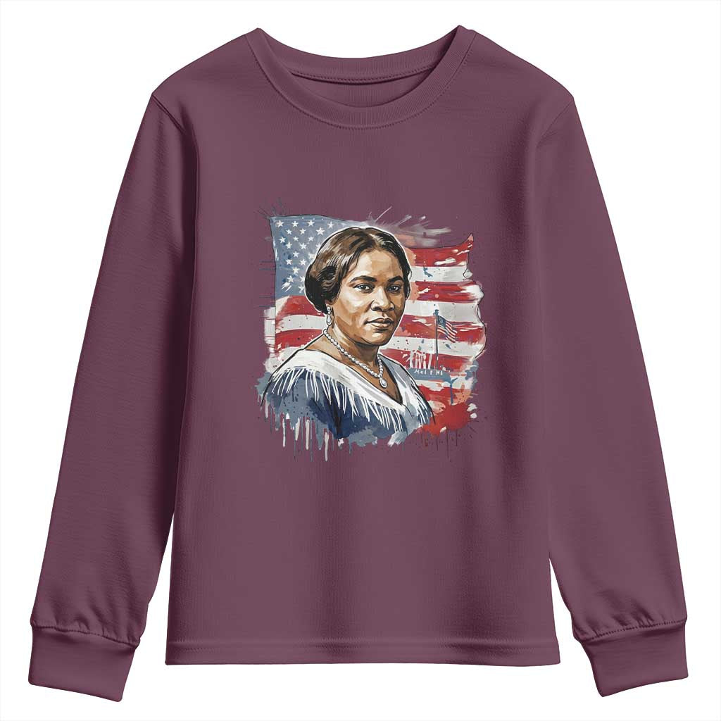 Madam CJ Walker Patriotic Youth Sweatshirt Strong Black Woman Leader TS12 Maroon Print Your Wear