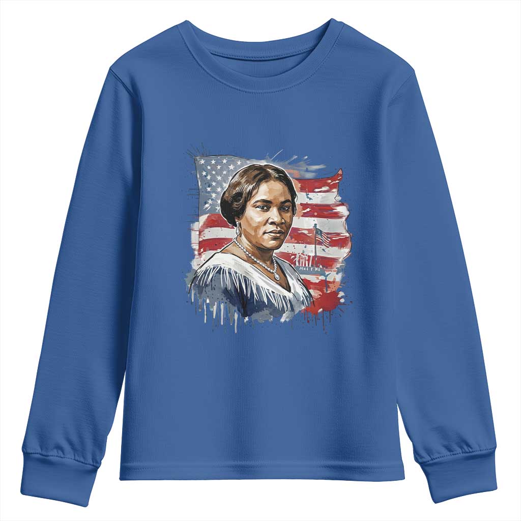 Madam CJ Walker Patriotic Youth Sweatshirt Strong Black Woman Leader TS12 Royal Blue Print Your Wear