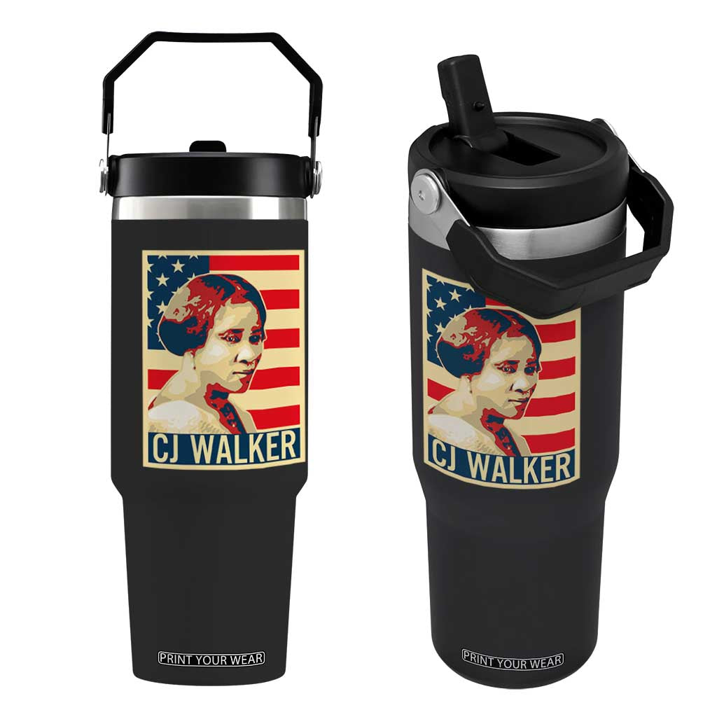 Madam CJ Walker Patriotic Flip Straw Tumbler Black History Month Gift TS12 One Size: 30 oz Black Print Your Wear