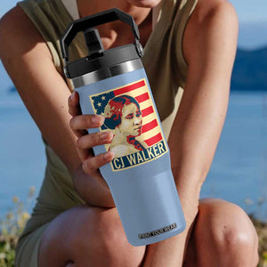 Madam CJ Walker Patriotic Flip Straw Tumbler Black History Month Gift TS12 One Size: 30 oz Light Blue Print Your Wear