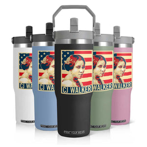 Madam CJ Walker Patriotic Flip Straw Tumbler Black History Month Gift TS12 Print Your Wear