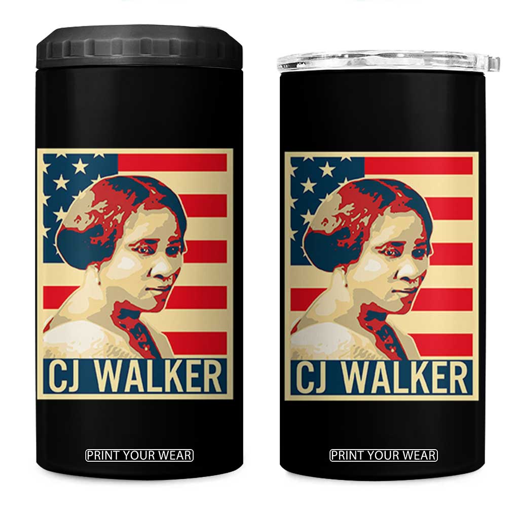 Madam CJ Walker Patriotic 4 in 1 Can Cooler Tumbler Black History Month Gift TS12 One Size: 16 oz Black Print Your Wear
