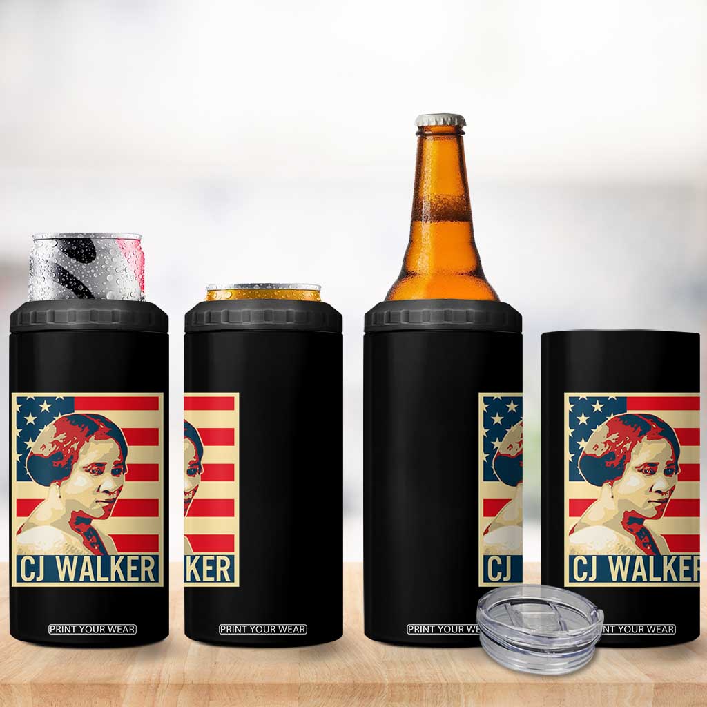 Madam CJ Walker Patriotic 4 in 1 Can Cooler Tumbler Black History Month Gift TS12 Print Your Wear