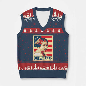 Madam CJ Walker Patriotic V-Neck Knit Sweater Vest Black History Month Gift TS12 Navy Red Print Your Wear