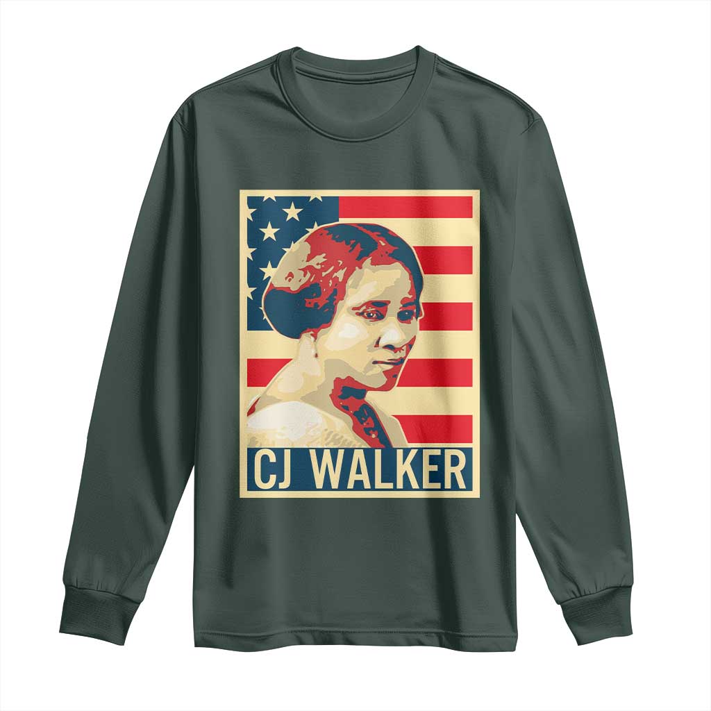 Madam CJ Walker Patriotic Long Sleeve Shirt Black History Month Gift TS12 Dark Forest Green Print Your Wear