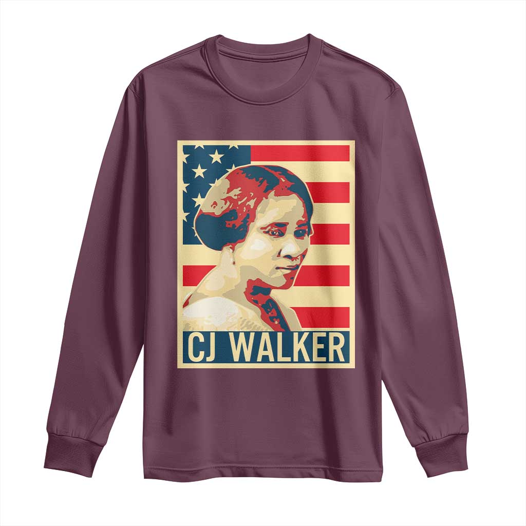 Madam CJ Walker Patriotic Long Sleeve Shirt Black History Month Gift TS12 Maroon Print Your Wear
