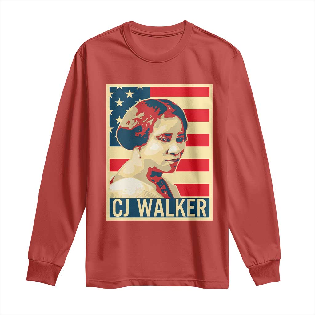 Madam CJ Walker Patriotic Long Sleeve Shirt Black History Month Gift TS12 Red Print Your Wear