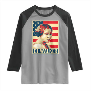 Madam CJ Walker Patriotic Raglan Shirt Black History Month Gift TS12 Sport Gray Black Print Your Wear