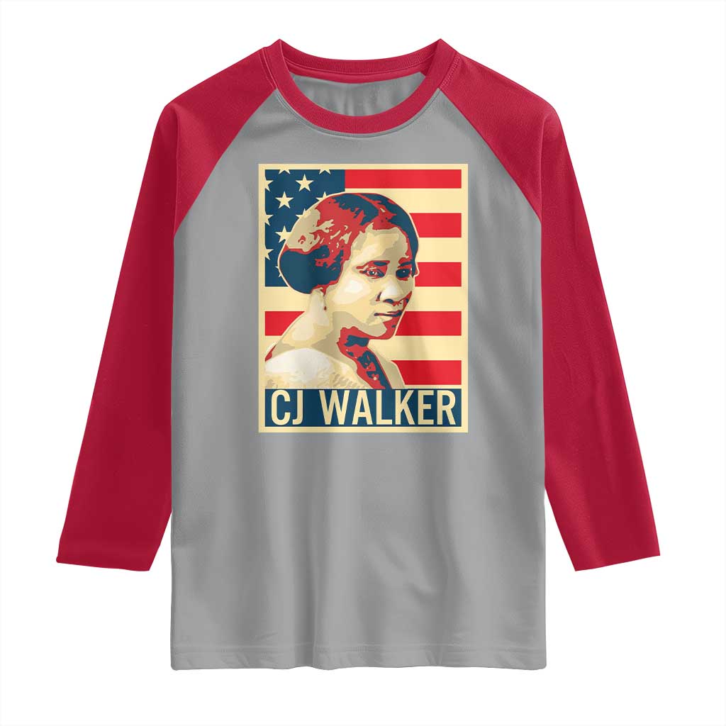 Madam CJ Walker Patriotic Raglan Shirt Black History Month Gift TS12 Sport Gray Red Print Your Wear