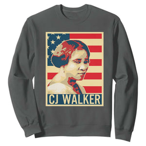 Madam CJ Walker Patriotic Sweatshirt Black History Month Gift TS12 Dark Heather Print Your Wear