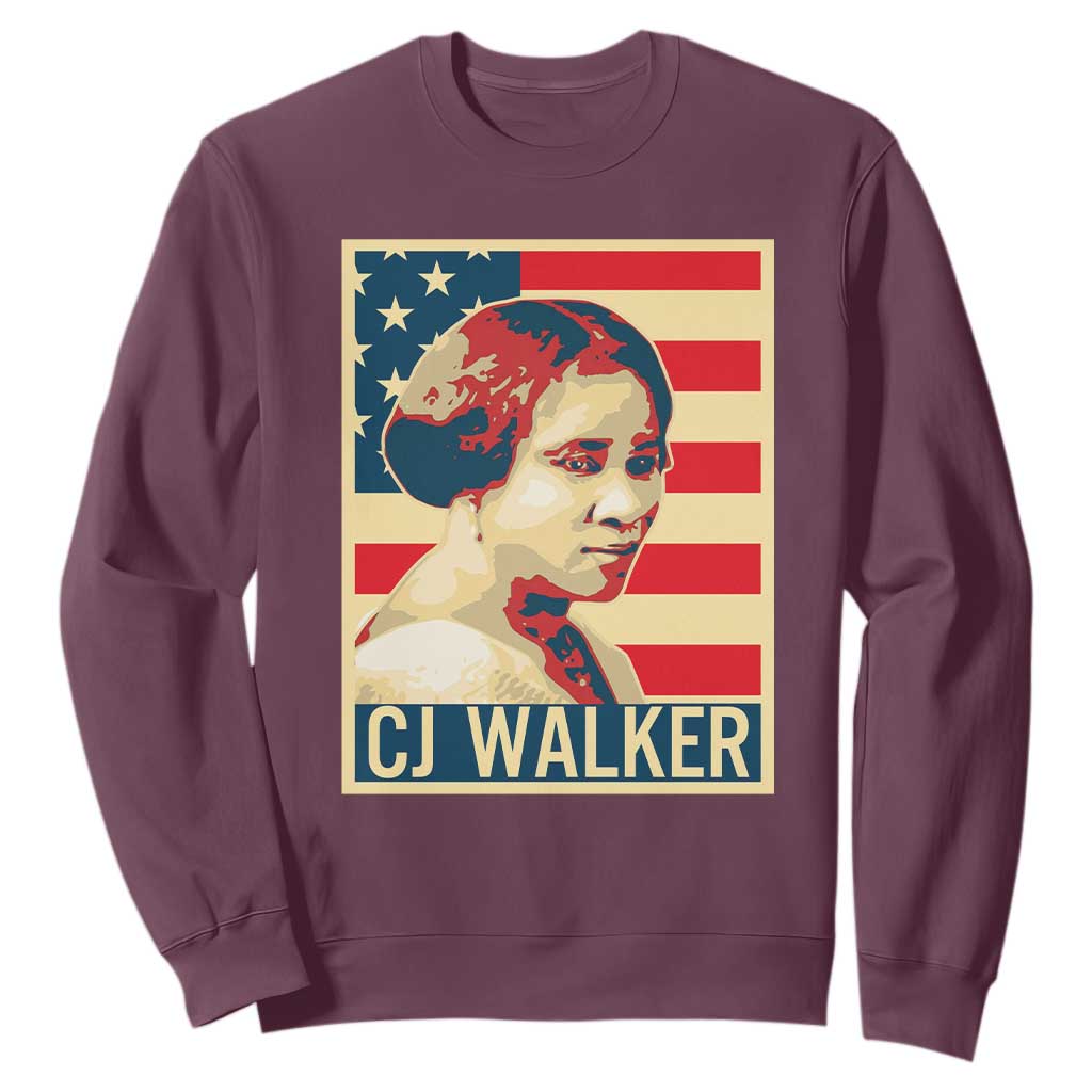 Madam CJ Walker Patriotic Sweatshirt Black History Month Gift TS12 Maroon Print Your Wear