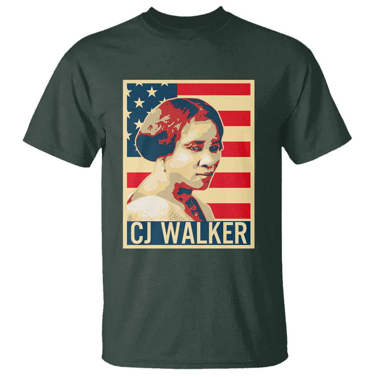 Madam CJ Walker Patriotic T Shirt Black History Month Gift TS12 Dark Forest Green Print Your Wear