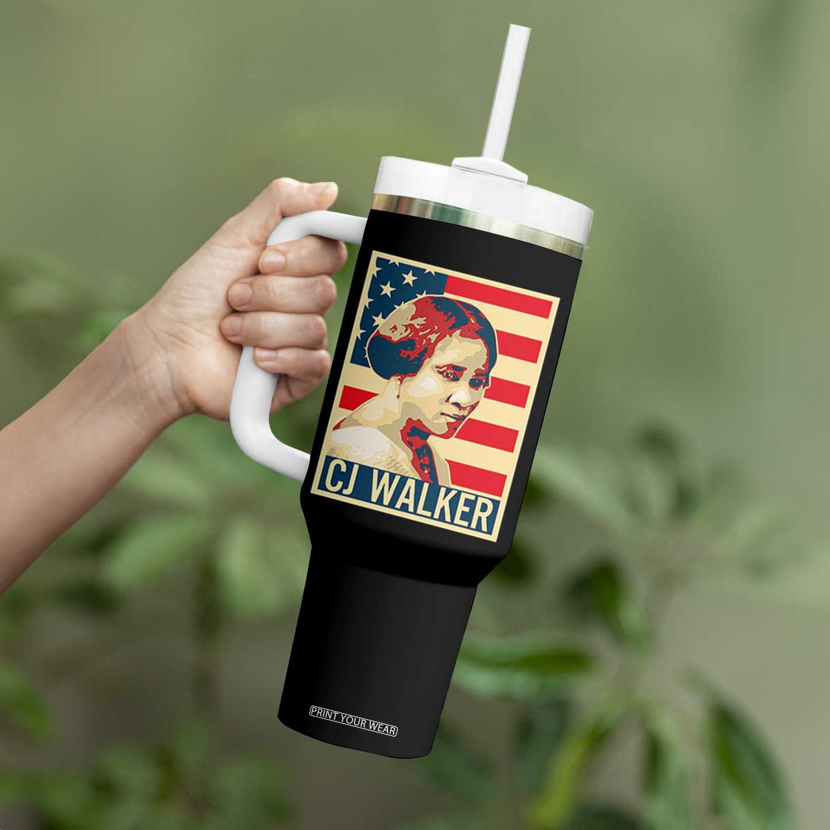 Madam CJ Walker Patriotic Tumbler With Handle Black History Month Gift TS12 Print Your Wear