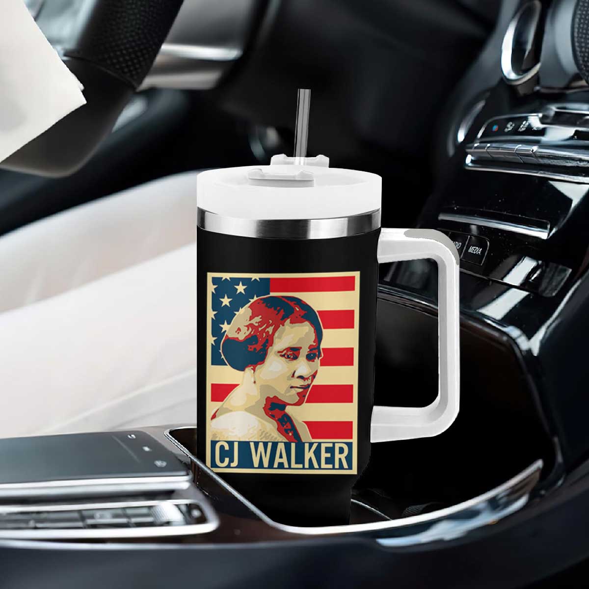Madam CJ Walker Patriotic Tumbler With Handle Black History Month Gift TS12 Print Your Wear